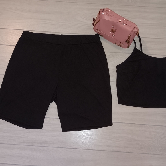 Athleisure Casual Sports Two-Piece High Elastic U-Shaped Sleeveless Camis Shorts - Picture 7 of 16